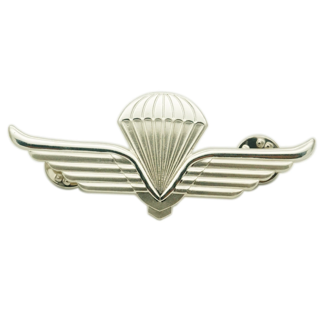 High Quality Wholesale OEM and ODM Unique Silver Badge Personalized Vintage Brass Stamping 3D Metal Wings Pin