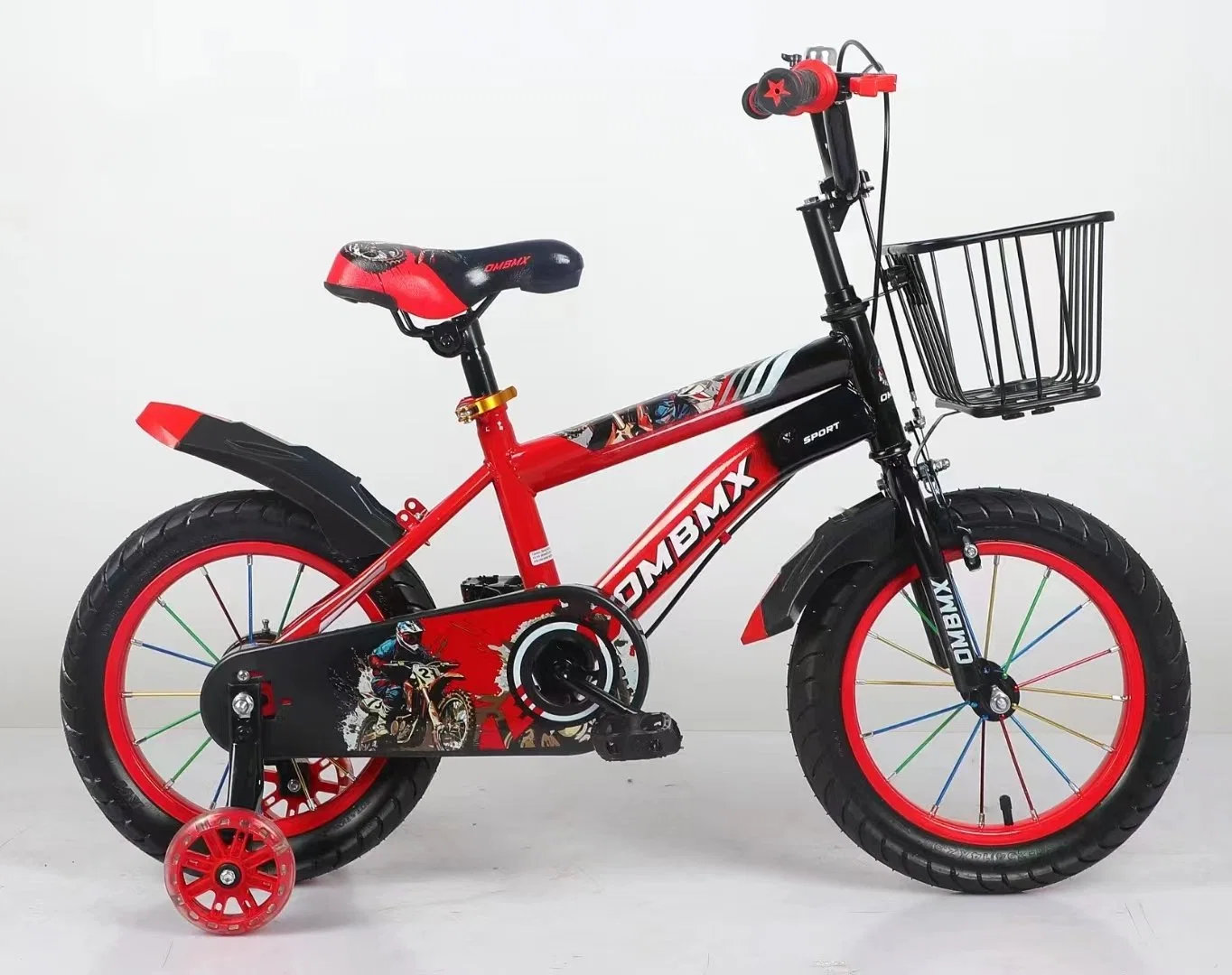 2023 Nouveau Vélo pour enfants en acier de 12", 14", 16" et 18" pouces en vente chaude à l'usine chinoise. Équipé de roues d'entraînement, ce vélo pour enfants est à vitesse unique et de petite taille.