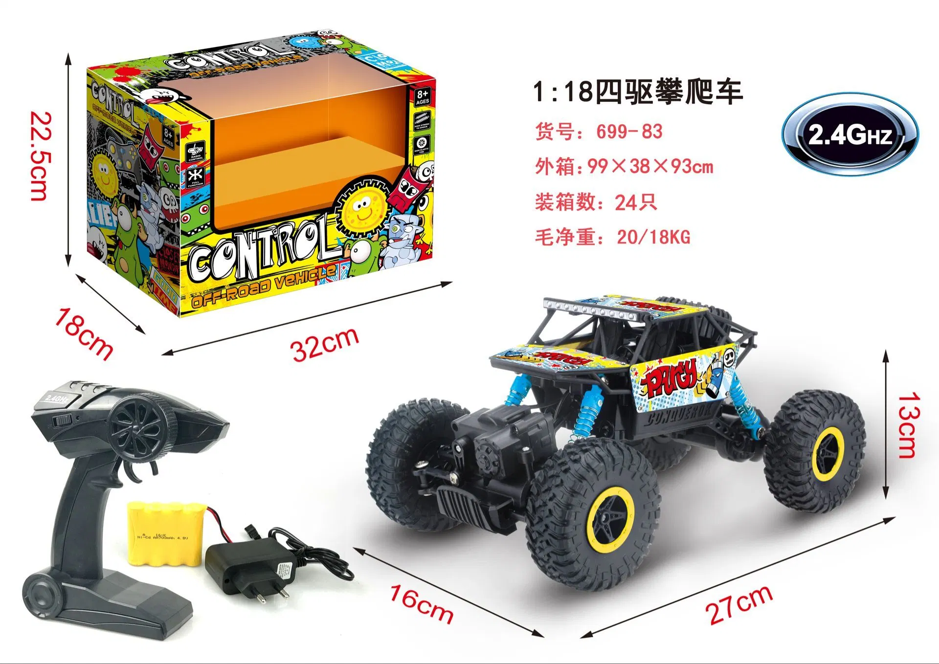 Controle remoto brinquedos 2.4G grande roda Monster Truck Toy RC off-road Veículo de brinquedos para crianças