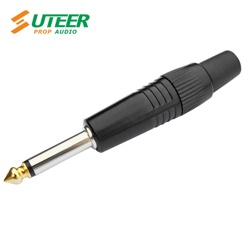 6.35 mm Mono Male Jack Phone Plug Audio Connector Gold Tip