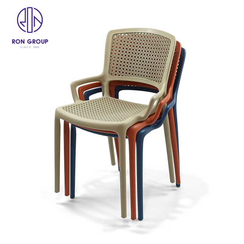 Modern PP Plastic Stackable Restaurant Furniture Colorful Dining Chair with Armrest