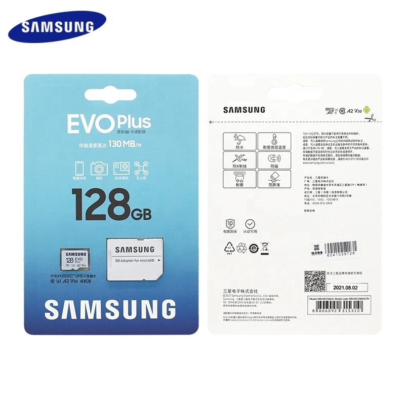 بطاقة ذاكرة أصلية من Samsung Evo Plus U3 سعة 128 جيجابايت وسعة 512 جيجابايت بطاقة Micro TF Flash SD سعة 32 جيجابايت بطاقة SD سعة 64 جيجابايت U1 C10 لكمبيوتر الهاتف