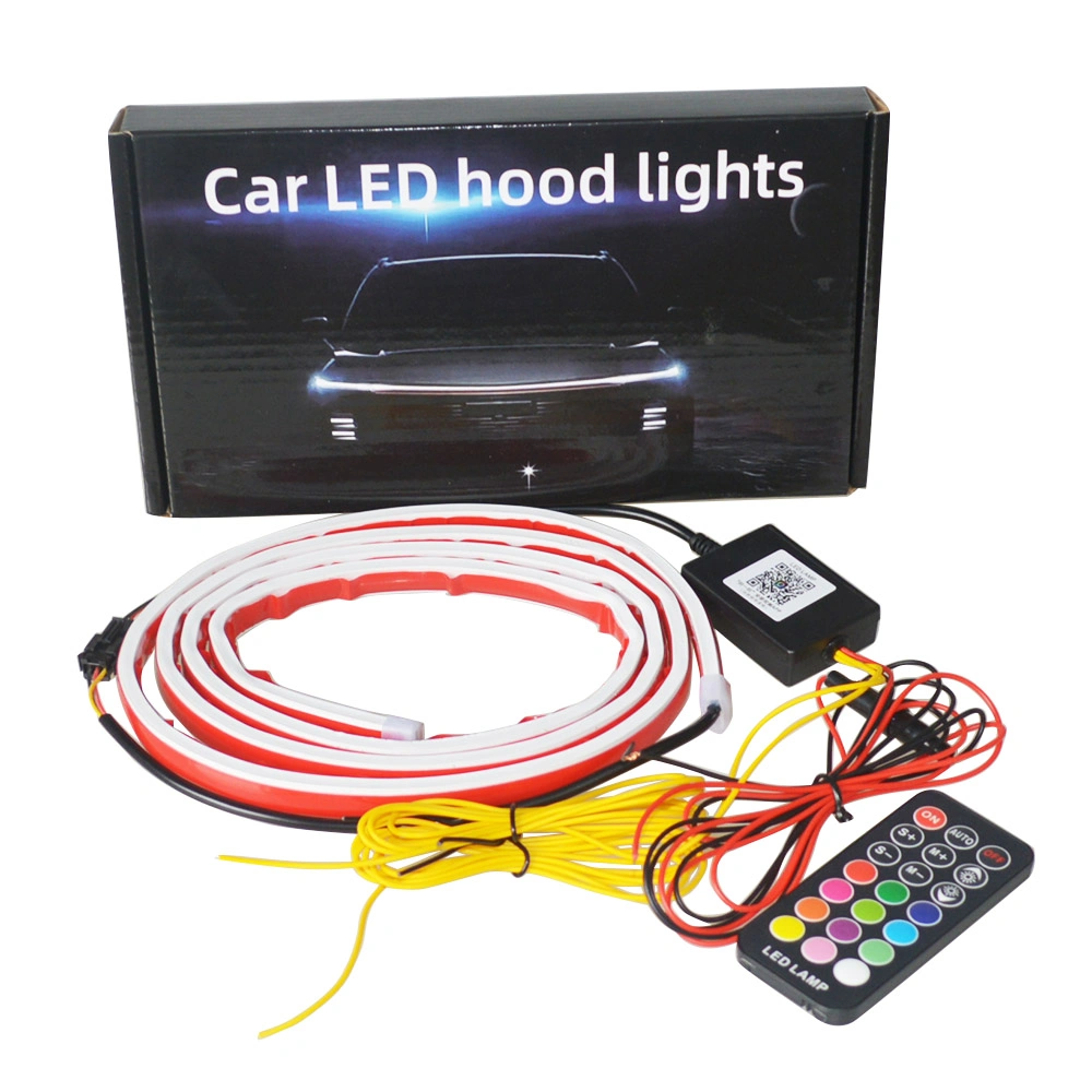 APP 1.5m Car 12V LED Daytime Running Light Start-Scan Engine Hood Guide Light Strip Universal Auto Flexible Decorative Lamp Bar