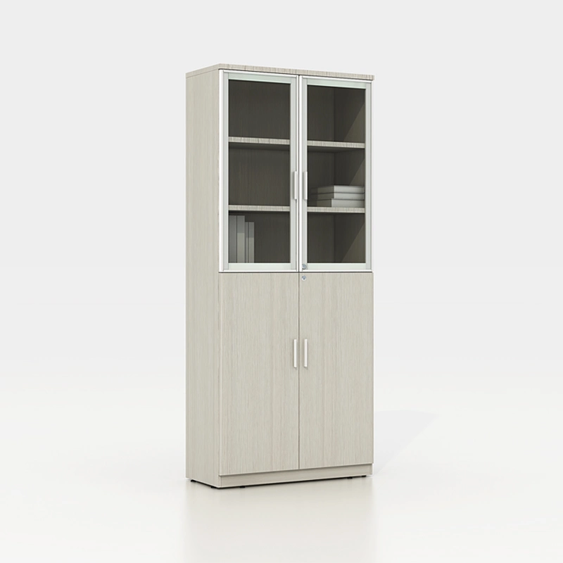 Library Furniture White Lockable Filing Cabinet Modern Wood Bookshelf with Doors