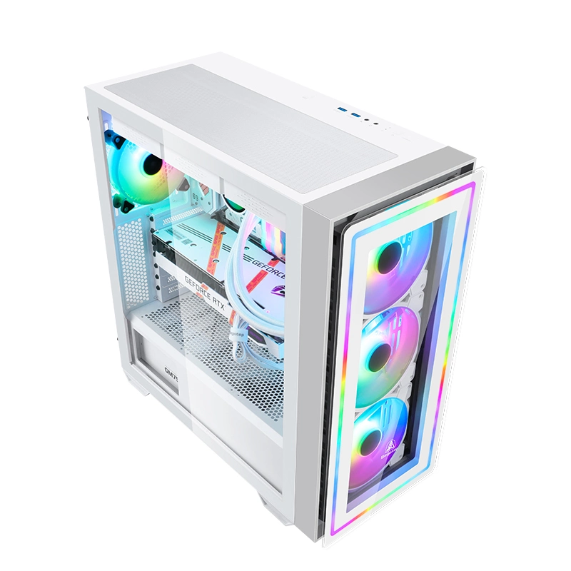 Segotep Gank 360-RGB Full-Tower eATX White Desktop Gaming-PC Fall