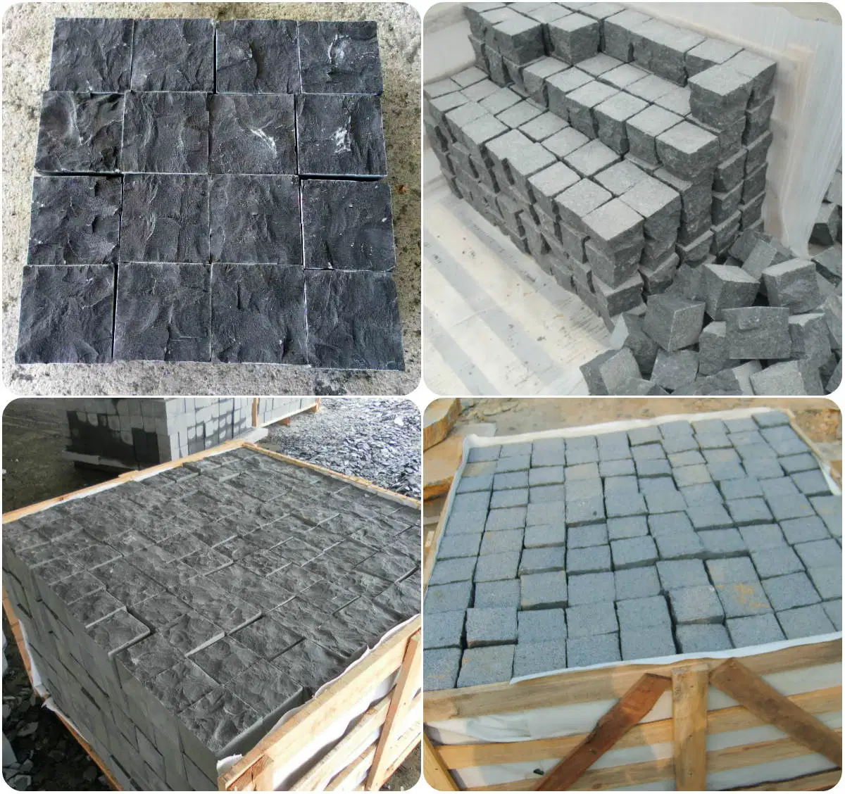 Pavé en pierre naturelle de basalte noir / ardoise / galet / grès / porphyre / granit / pavés / aveugles / pavés / pavés