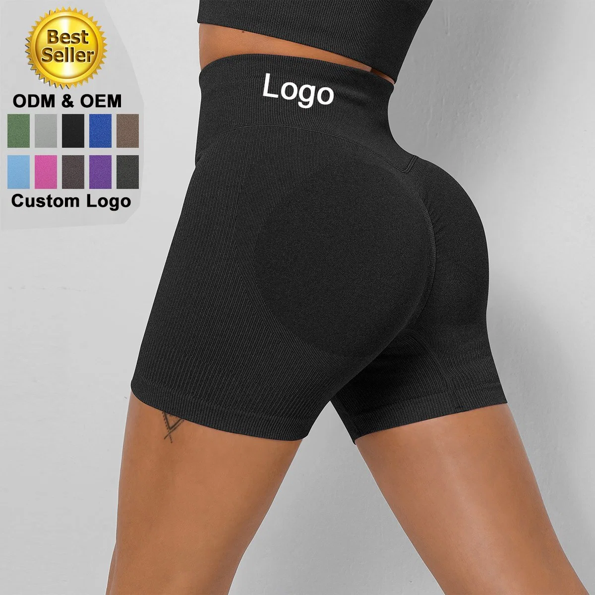 La mujer verano Shorts Peach Butt cintura alta Leggings Deportes Gimnasio Fitness Yoga sin fisuras de color sólido con Shorts