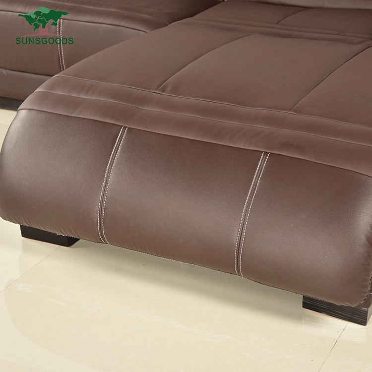 American Leisure Hotel L Shape Sectional Modern Genuine Leather Corner Furniture Wood Frame Sofa