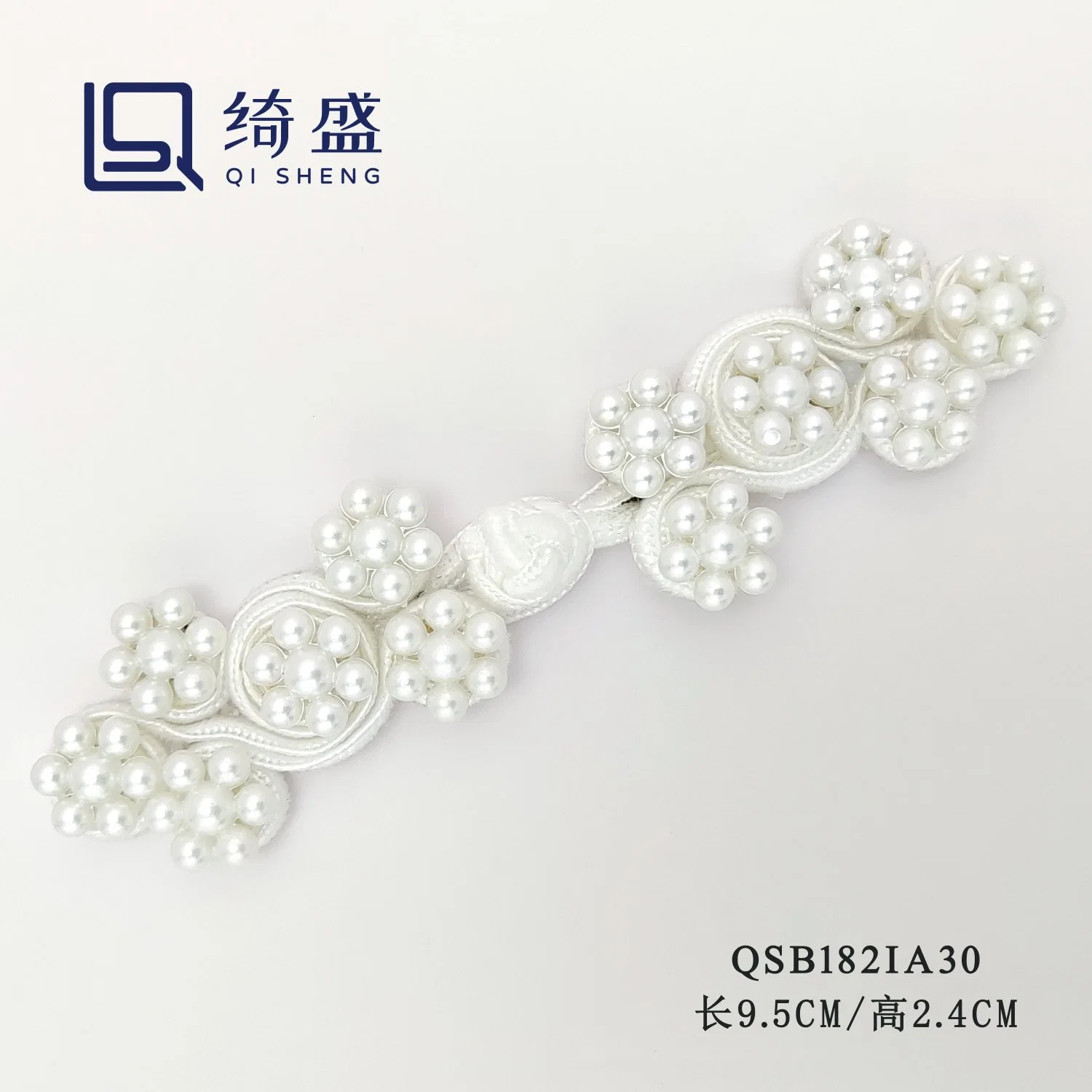 Chinese Style Custom Buttons/Chinese Knot Button/White Color Chinese Knot Button with Pearl