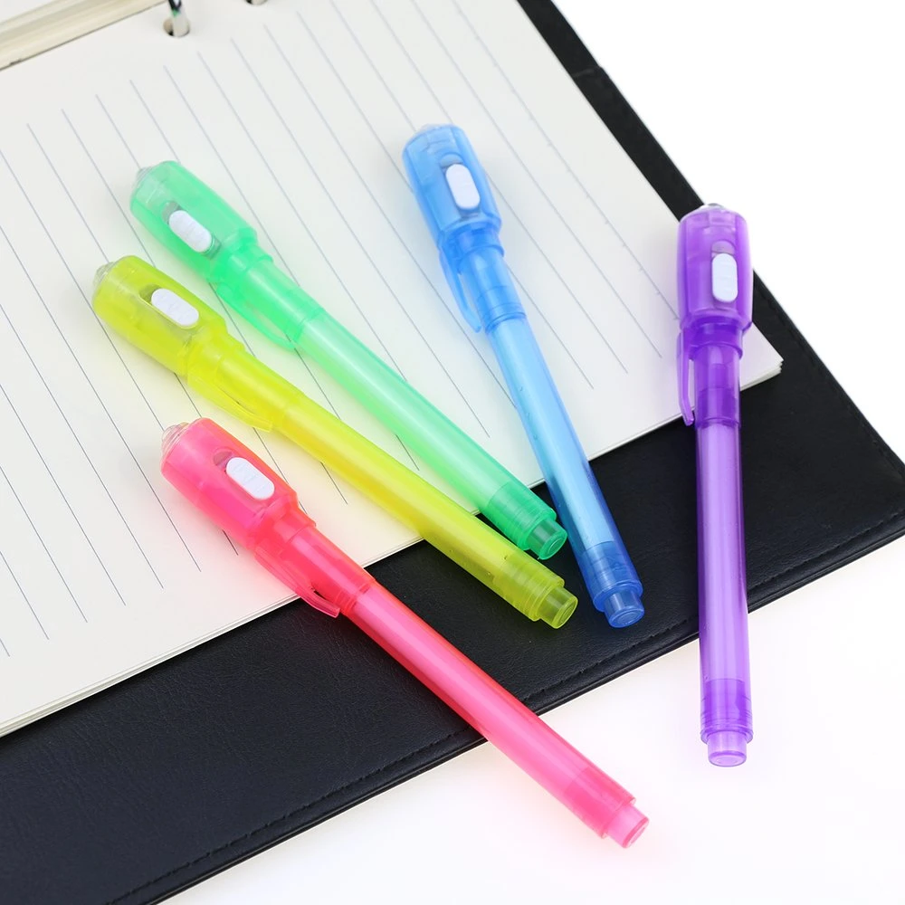 Stylo marqueur à encre invisible avec lumière UV pour détecteur de faux billets en promotion.