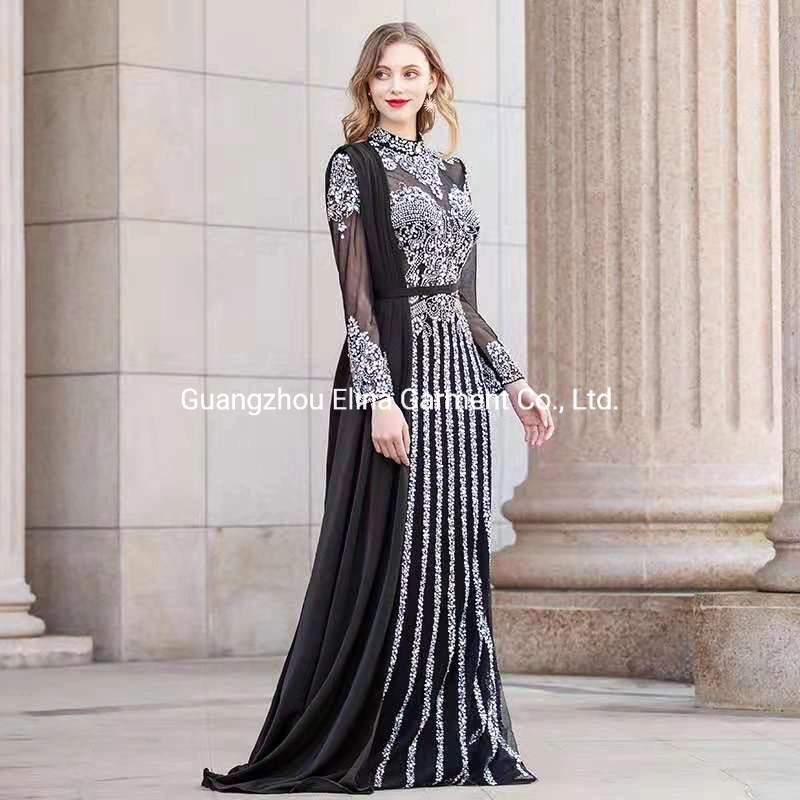 2021 Muslim New Arrival Sequined Stone Sex Beading Evening Dress Luxury Party Frock Bridesmaid Gowns Plus Size Hot