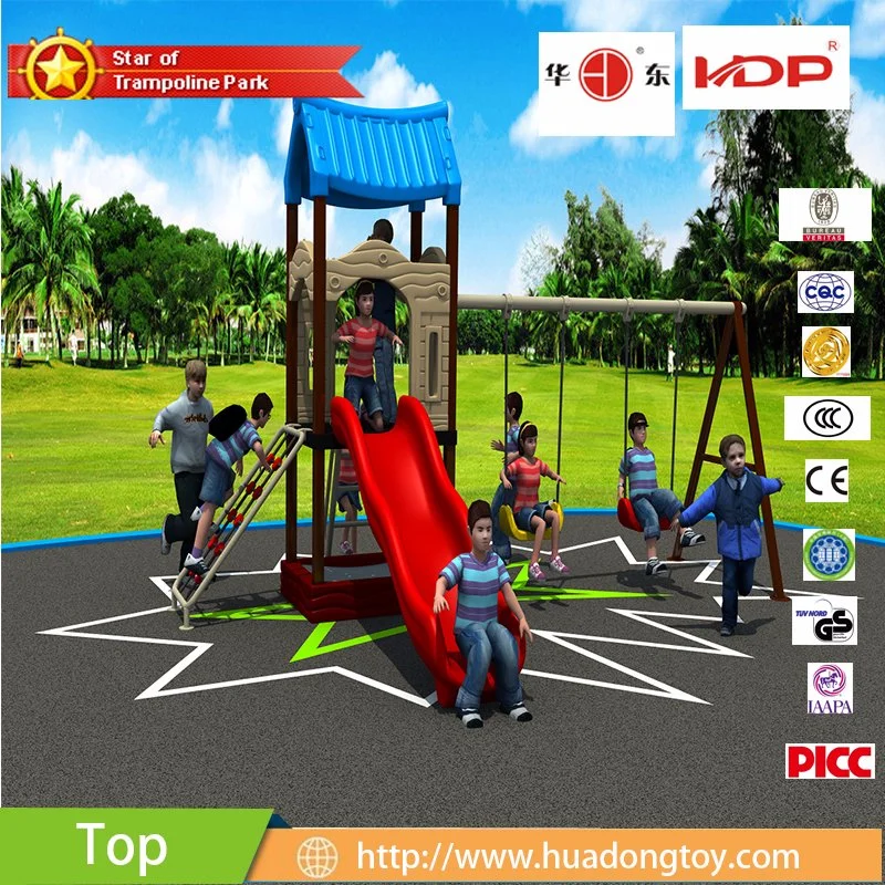 Hot Plastic Outdoor Playground Equipment with Slide and Swing