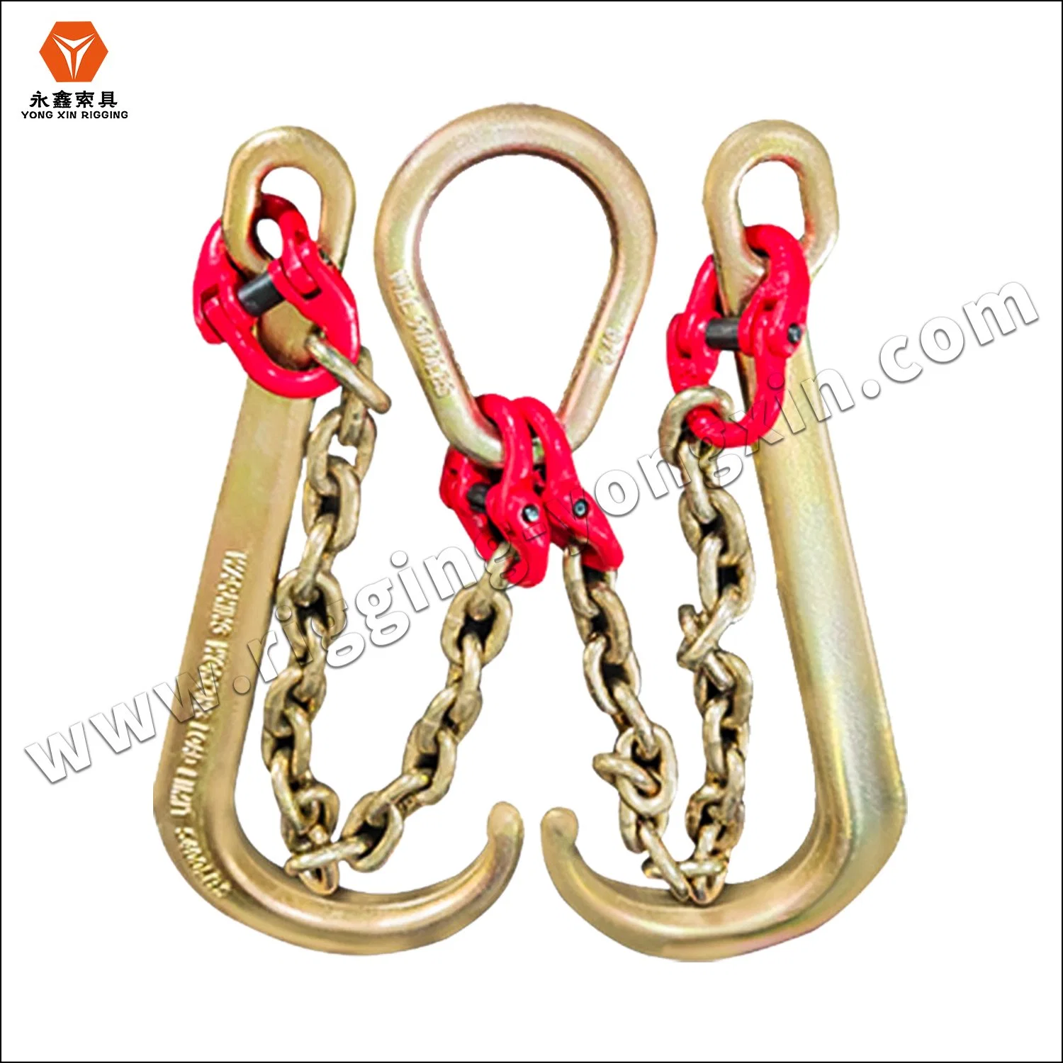 5/16"-3' Tow Chain Bridle with 15" J Hooks, Mini J and Grab Hooks, Heavy Duty 9400 Lbs Working Load