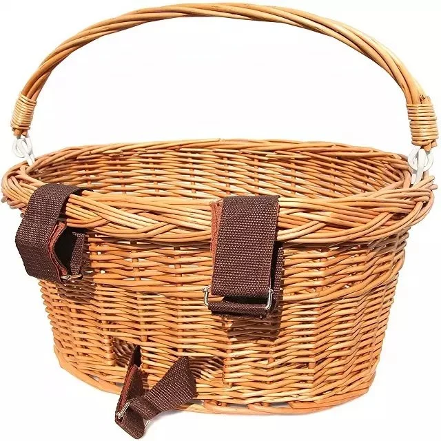 Handmade Woven Removable Bike Baskets Hanging Wicker Storage Bicycle Front Basket