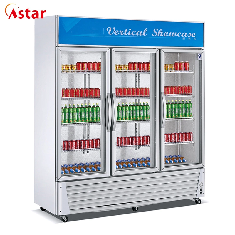 Supermarket Showcase Two Doors Big Capacity Beverage Showcase/Display with Ce