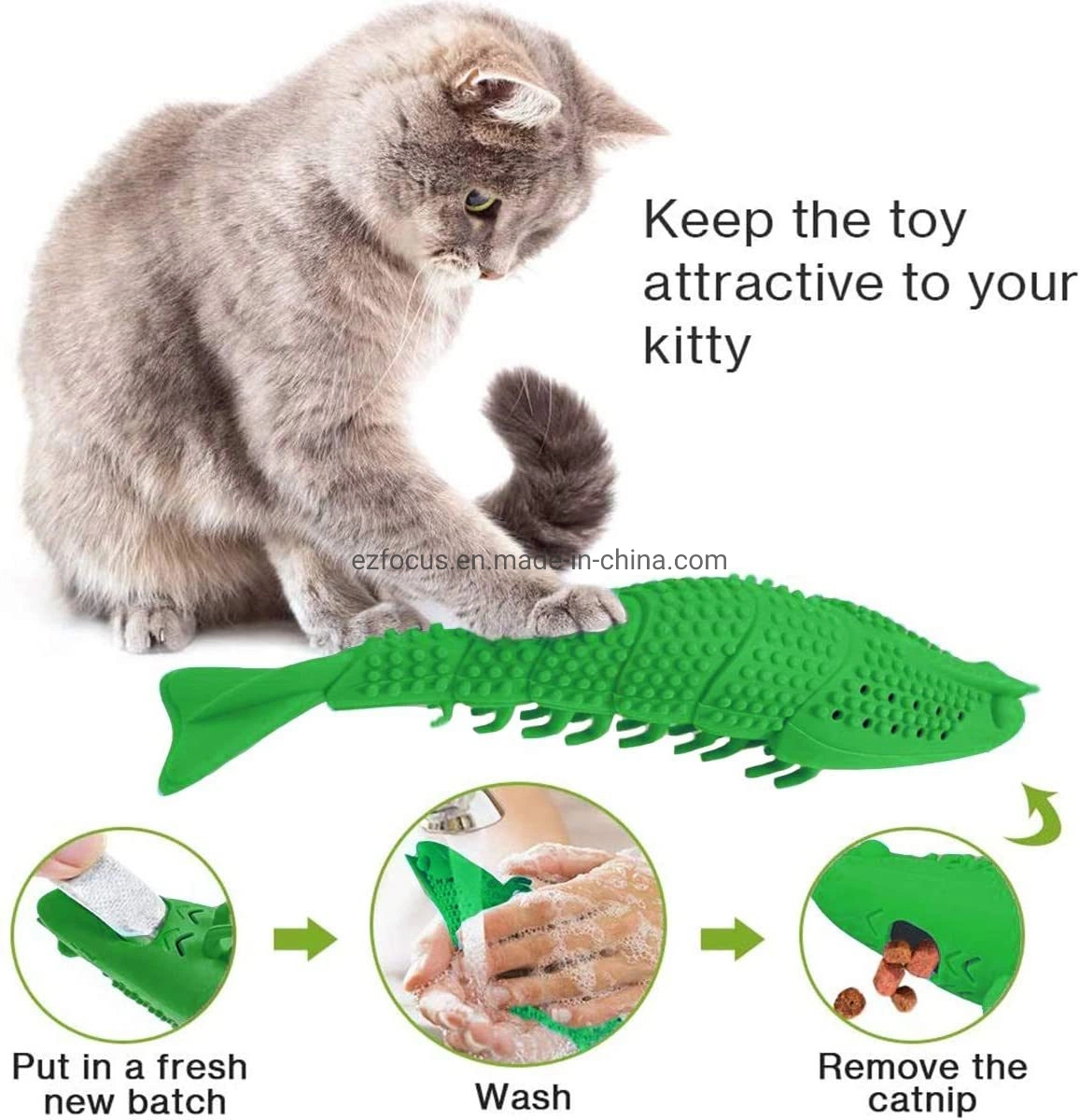 Interactive Chewing Catnip Toy Cat Toothbrush, Dental Care for Kitten Teeth Cleaning, Leaky Food Device, Lobster Shape Natural Rubber Bite Resistance Wbb12404