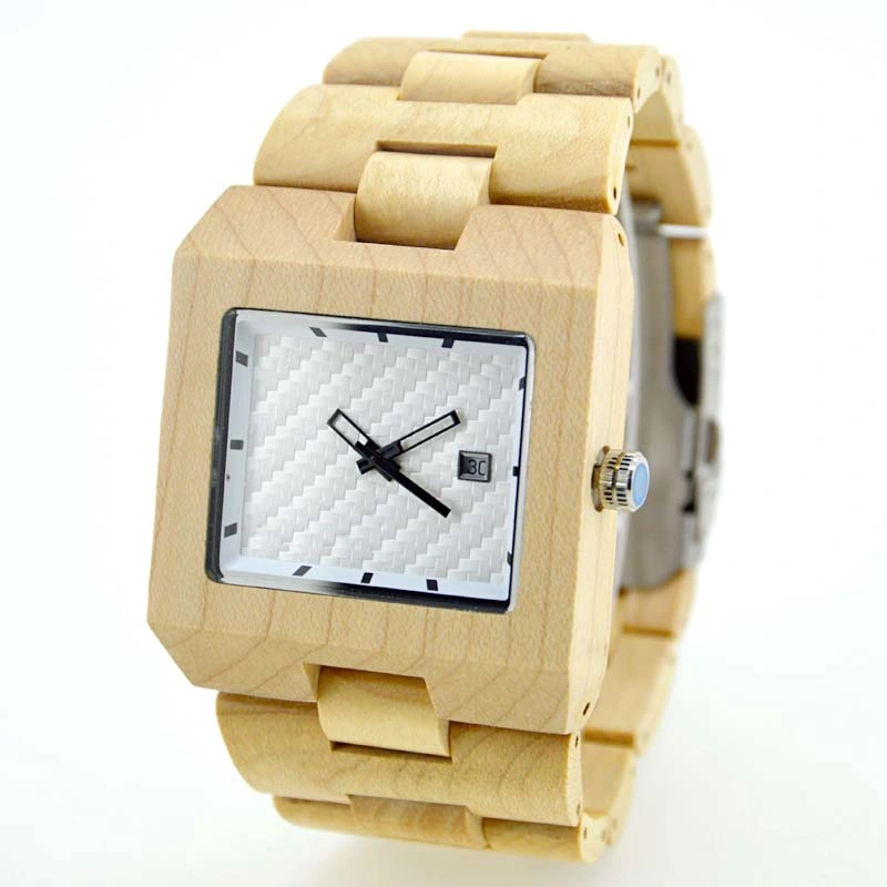 Custom Brand Handmade Square Maple Wrist Watch