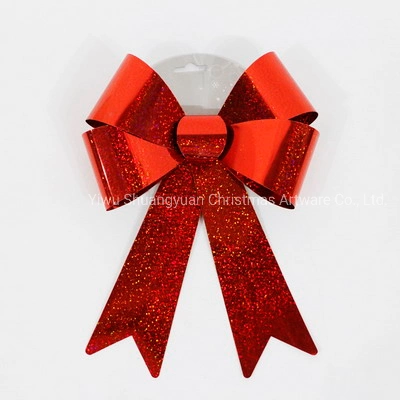 2pcs PVC Laser rouge Bowknot Festival de cadeau de Noël Décoration