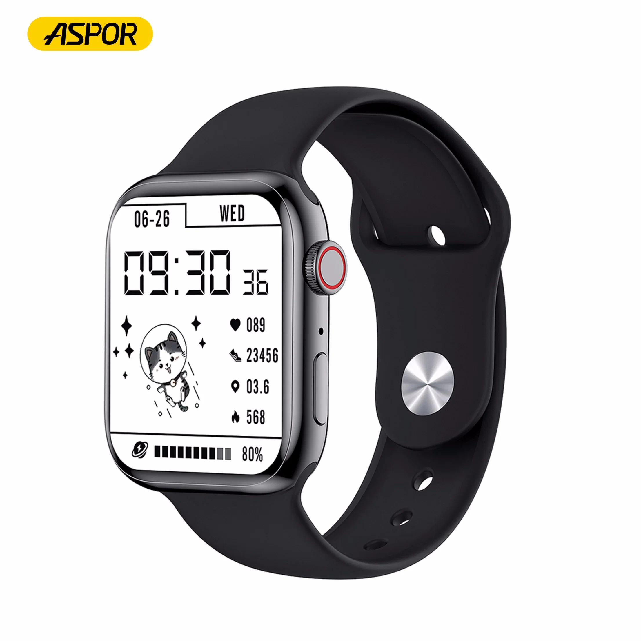 Aspor Smat Sport Watch 8 PRO 1.92 pouces Écran Complet avec Contact d'Urgence SOS