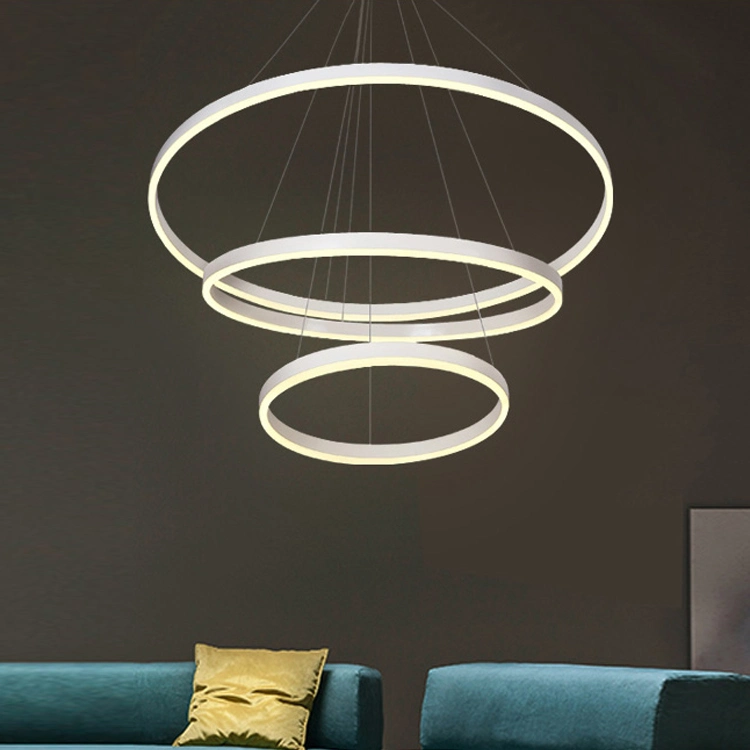 Round LED Chandelier Modern Acrylic Lamps Luxurious Rings Ceiling Light Fixtures