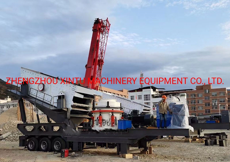 Mobile Stone Crushing Station Cone Crusher on Trailer