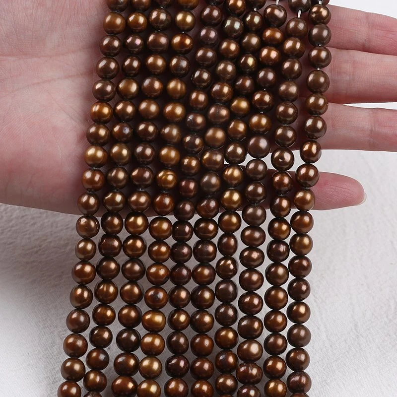 Wholesale/Supplier 7-8mm Brown Potato Freshwater Pearl Strand Custom Fashion Jewelry Necklace Making