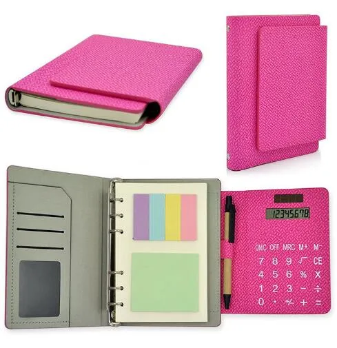 Cuir synthétique calculatrice portable avec stylo et Sticky Notes mémo