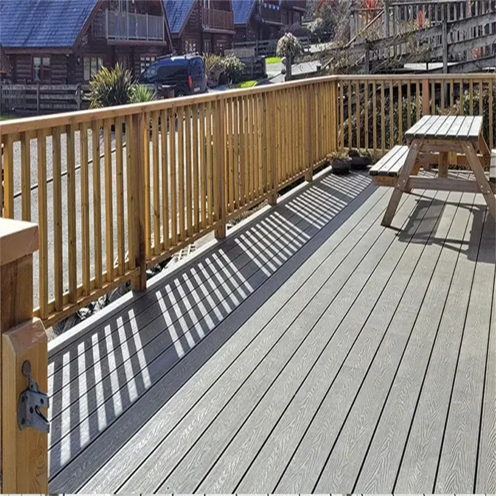 Solid WPC Wooden Plastic Composite Exterior Decking Boards with Good Material