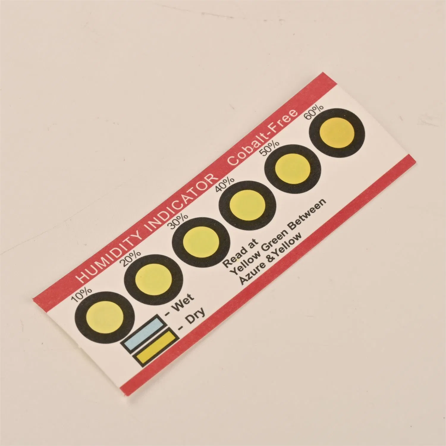 Cobalt Free Yellow to Azure 10%-60% Rh Moisture Reading Card for Wafer/IC/LED/PCB