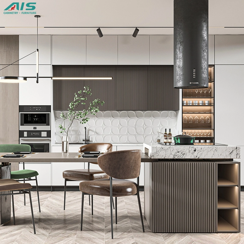 AIS Living Modern China Design Cheap Full Set Custom Furniture Displace Laminated Melamine Kitchen Cabinet with Countertop