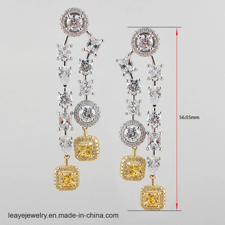 Fashion Luxurious Two-Color Plating 925 Silver Jewelry Color Long Earring