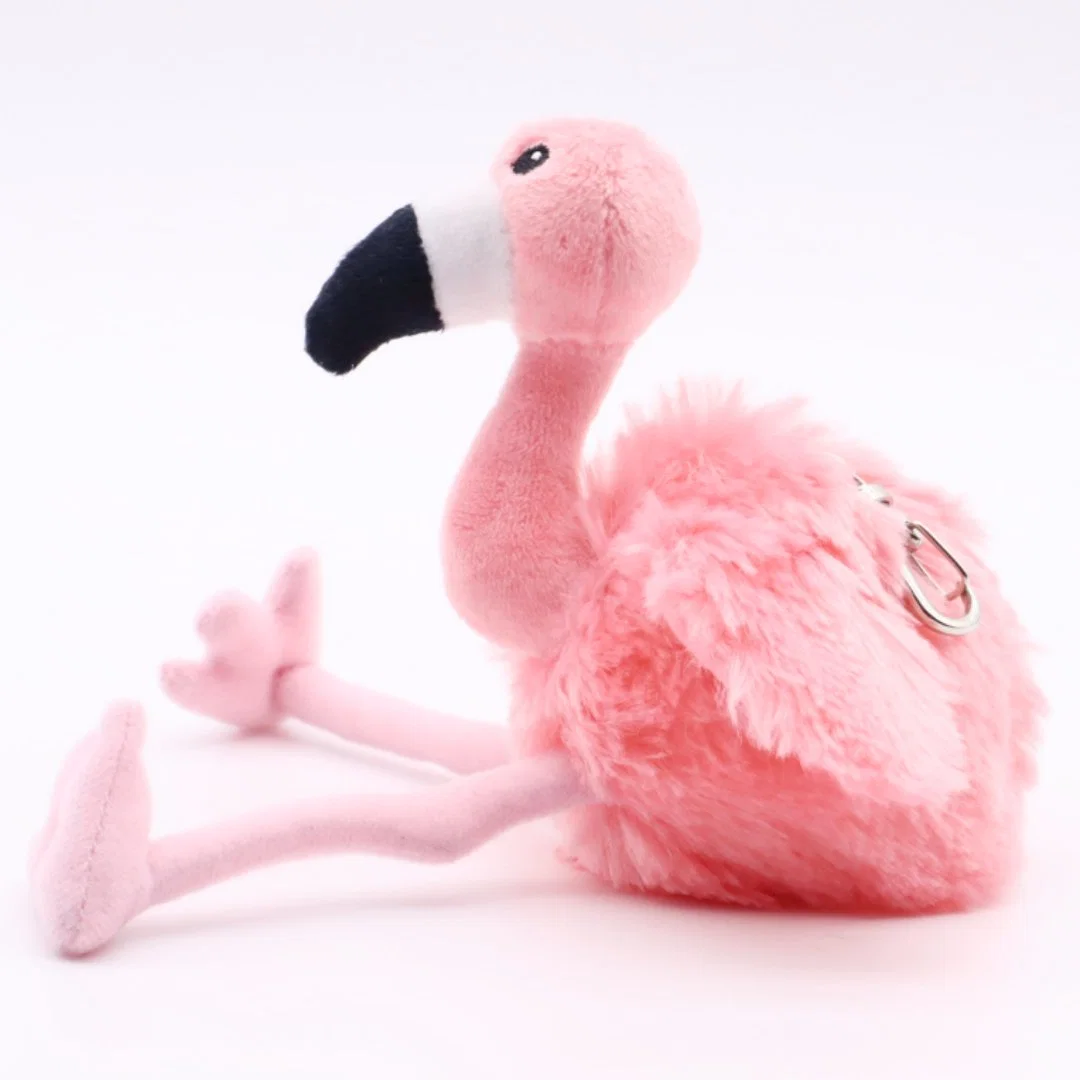 Wholesale/Supplier Plush Toys Custom Lifelike Animal Pink Flamingo Birds Keychain Key Ring for Bag 12cm Soft Stuff/Stuffed Backpack Key Chain Key Clip