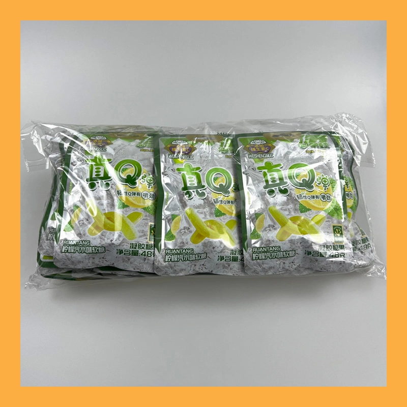 China Confectionery Suppliers Tasty Lemon Flavor Strip Soft Gummy Candy