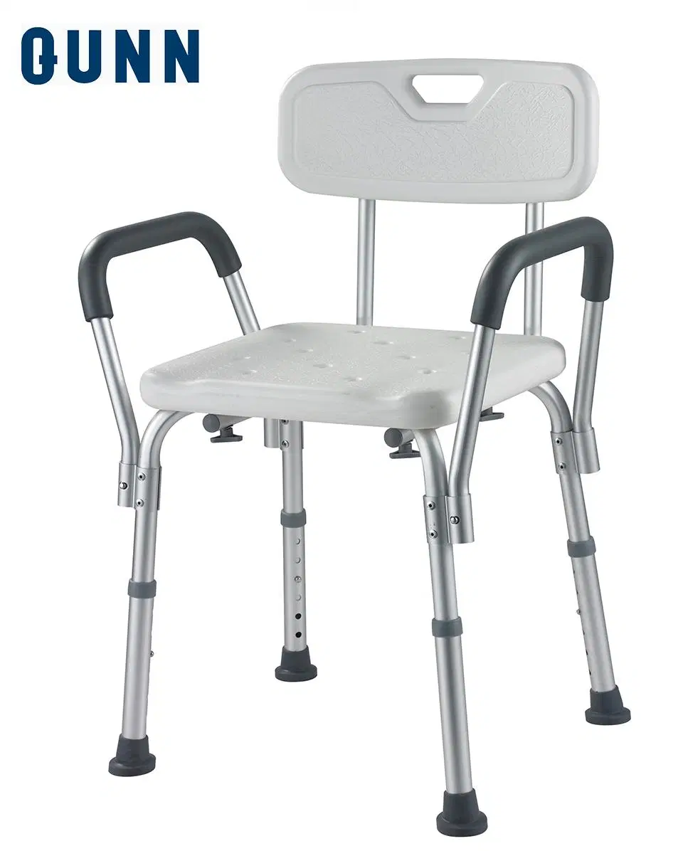 Adjustable Aluminum with Armrest Back Elderly Lightweight Shower Chair