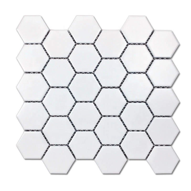 Nordic Style Hexagon Glossy or Matt Ceramic Kitchen Backsplash Porcelain Mosaic Tile