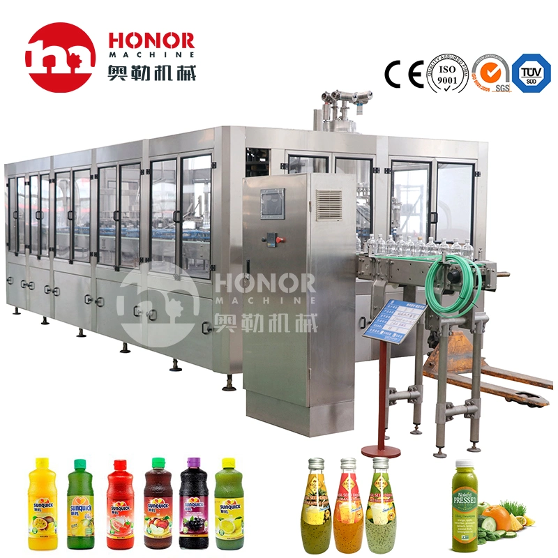 Different Output Glass/Plastic Bottle for Hot and Cold Drinks Filling Packing Labeling Equipment