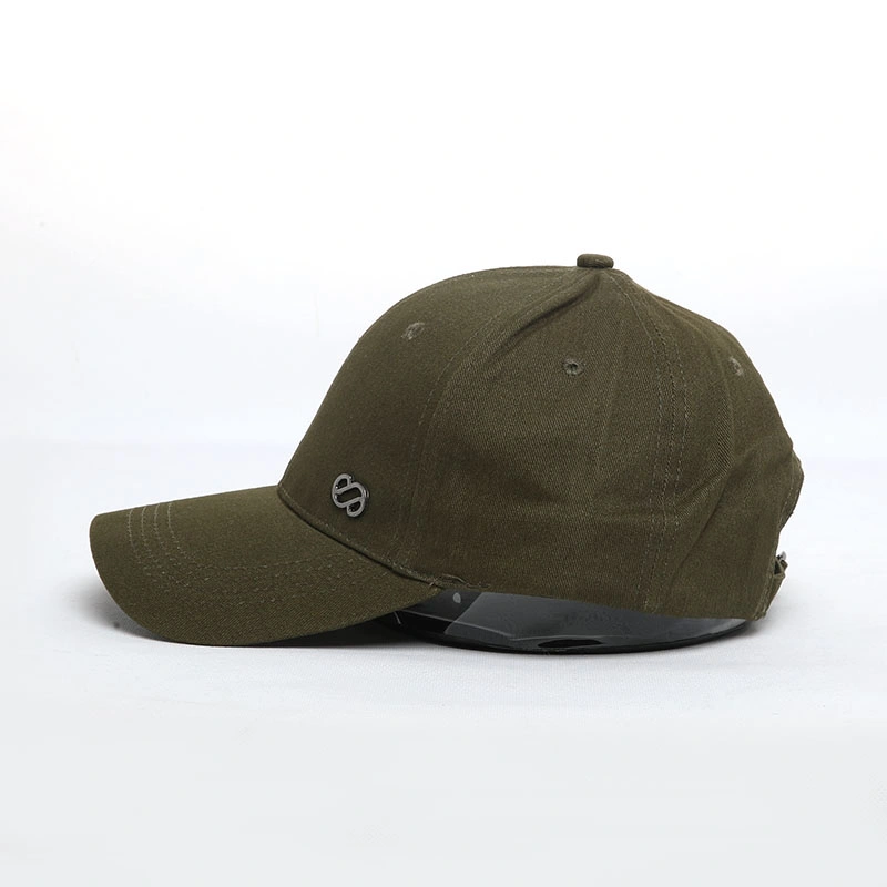 Clastic Style Soft Cotton Fabric Metal Logo Multi Colors Baseball Sports Cap Summer Camp Hat Blank Cap Khaki Color