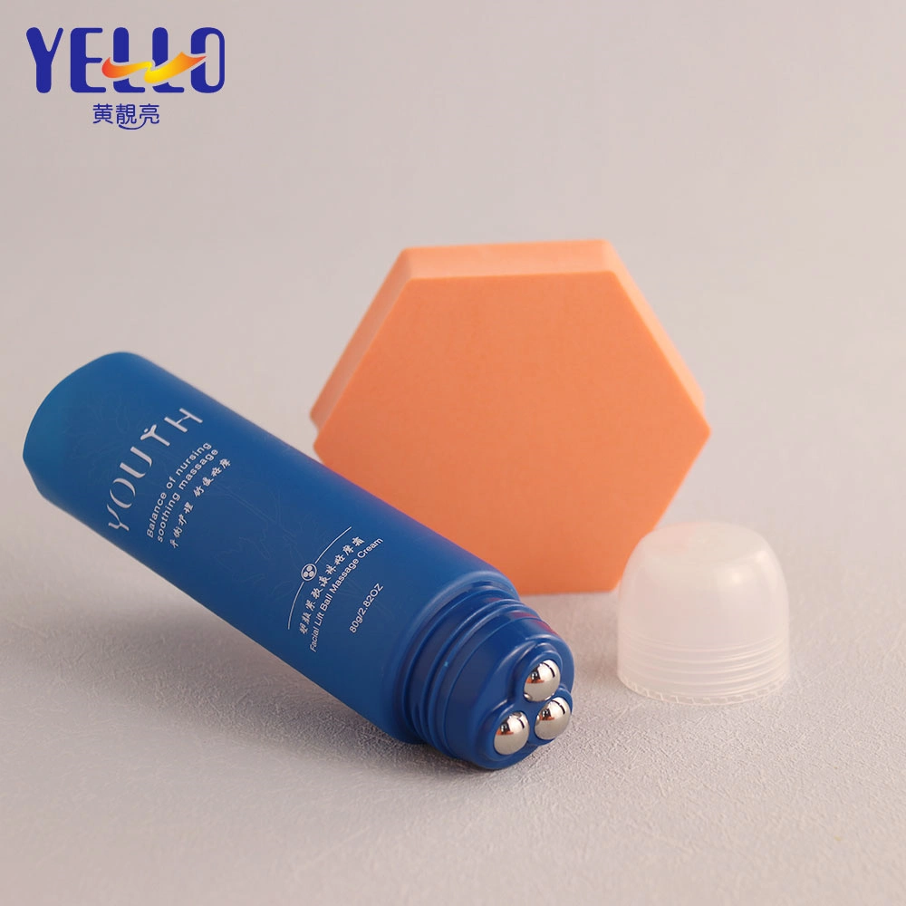 80ml Blue Cosmetic Tubes 3PCS Big Steel Roller Ball Eco Friendly Squeeze Massage Tubes for Cosmetics