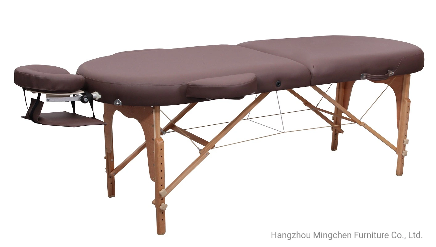Quality Leather Wooden Folding Massage Table for Beauty