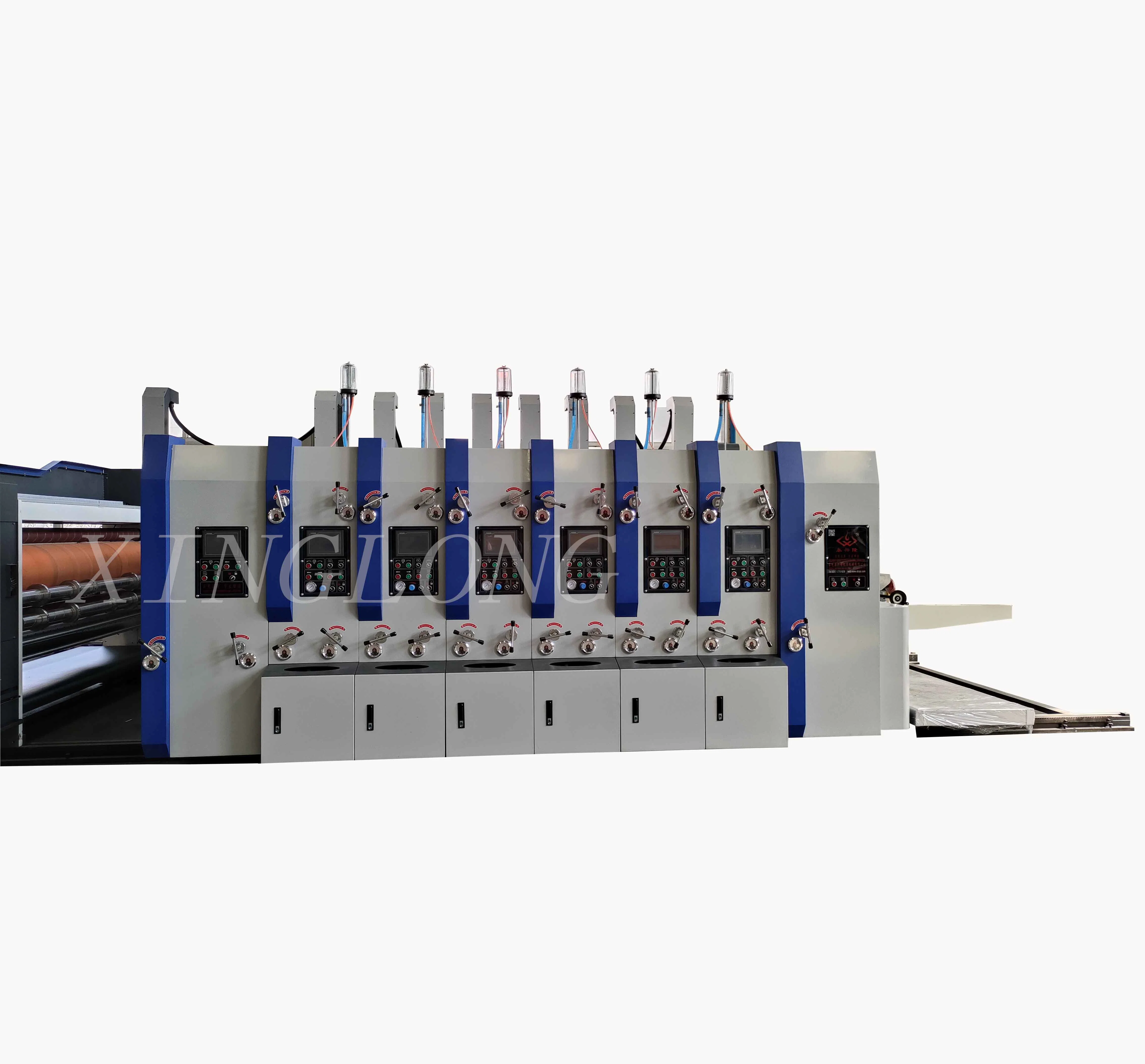 High Speed Corrugated Carton Box Water-Ink Printing Slotting Die Cutting Machine with 6 Color