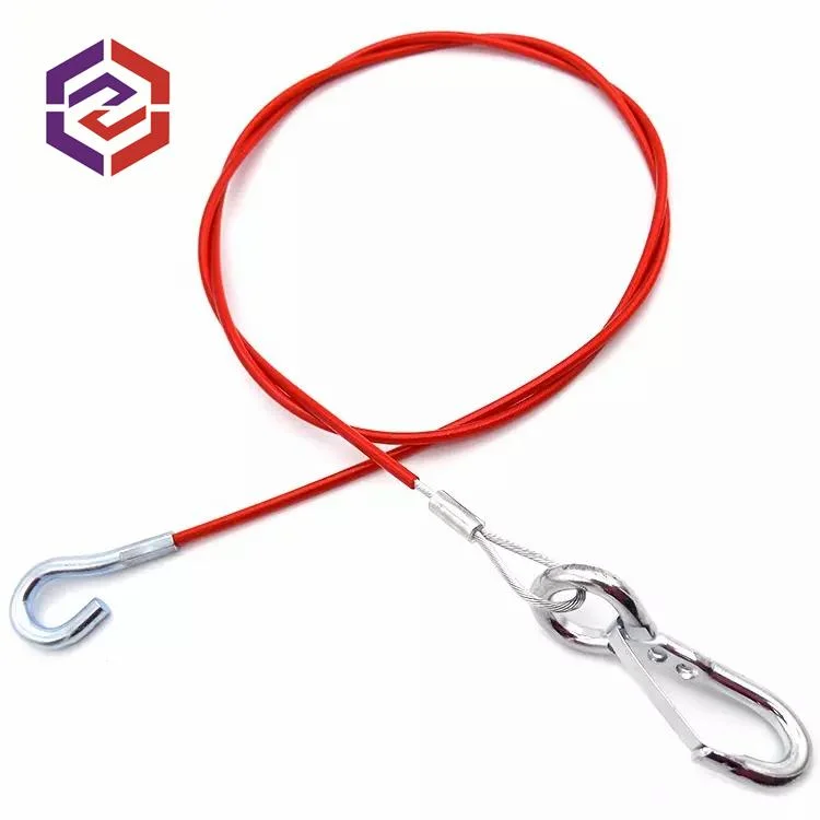 Safety Trailer Tow Wire Rope Cable Plastic Coated Trailer Breakaway Cable with Clevin Sling Latch Hook