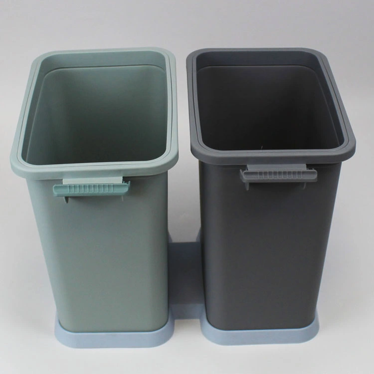 New Design 2 Separate Bucket Eco-Friendly Garbage Dustbins Customized Color Plastic Trash Can for Office and Household