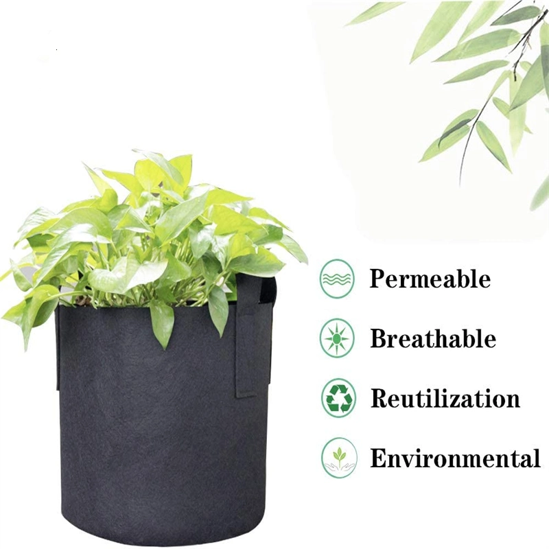 Nonwoven Fabric Pots with Handles for Flowers and Plant Garden