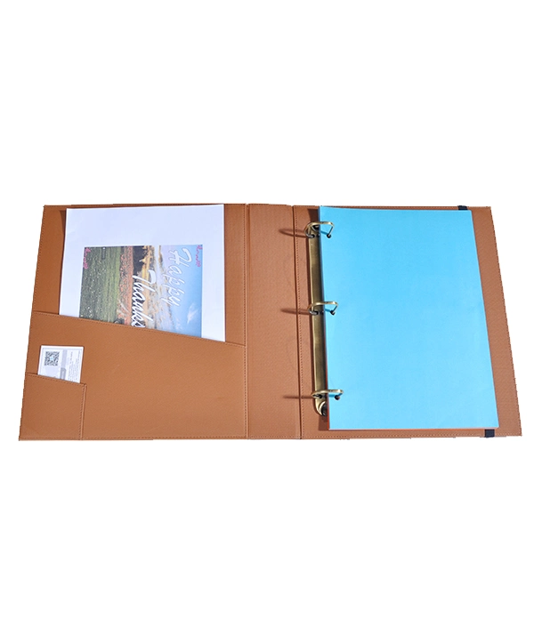 Customize High quality/High cost performance  PU Leather 3ring Binder Embossed A4 File Folder