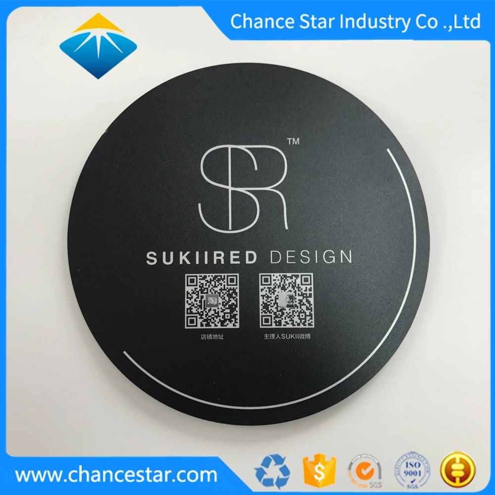 Custom Logo Printed Hard Surface Plastic Round Mouse Pad with EVA Back