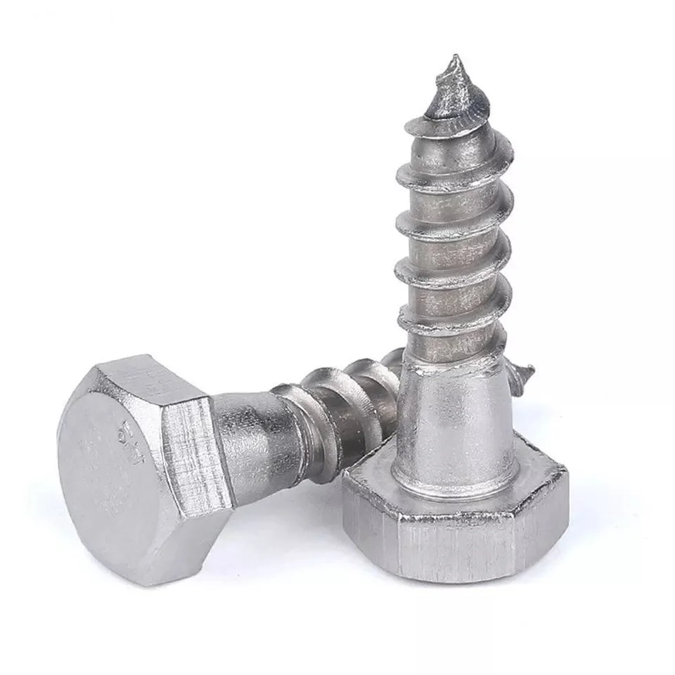 201 de acero inoxidable de alta calidad de cabeza hexagonal Tornillos Autorroscantes la mitad de la rosca del tornillo barril muebles, sillas, camas para cuna