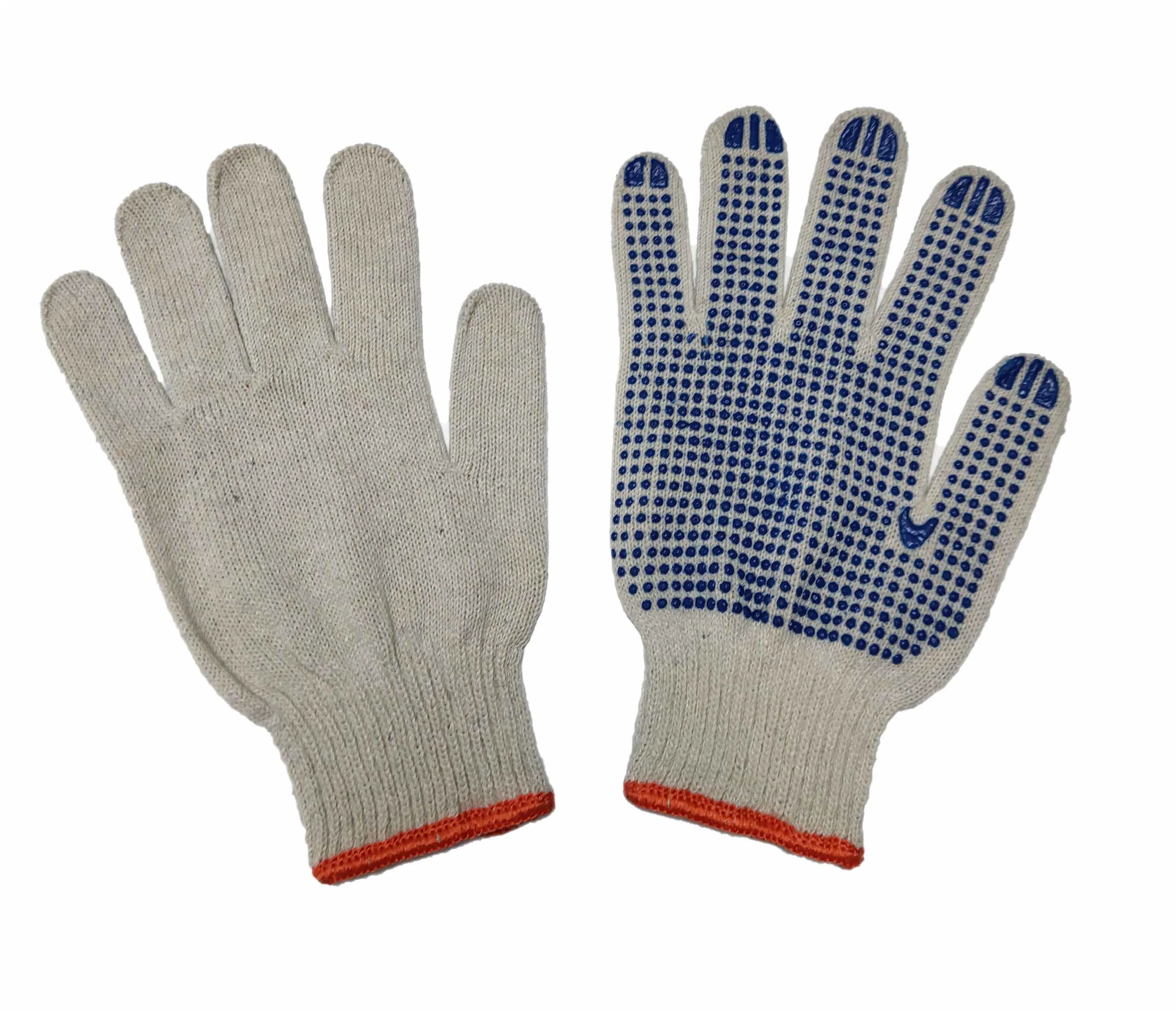 Polycotton Knitted PVC Dotted Safety Gloves Construction Industry Work Widely Used Protective Gloves