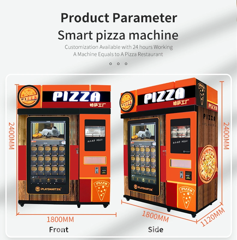 2022 Nouveau distributeur automatique de pizza commerciale de style avec écran tactile, fonctionnant à la monnaie, offrant de la nourriture fraîche, chaude, rapide et entièrement automatique à vendre. Fabricant.