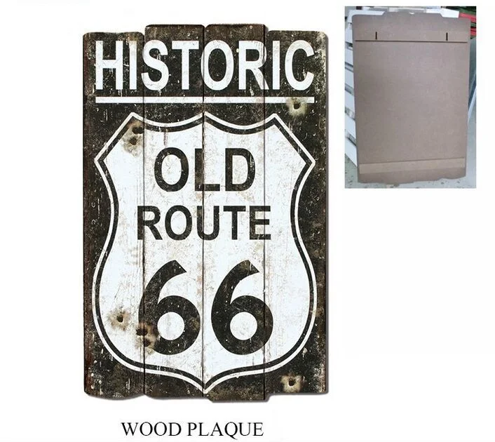 Wholesale/Supplier Wooden Plaque with Old Route 66 Designs for Wall Decor