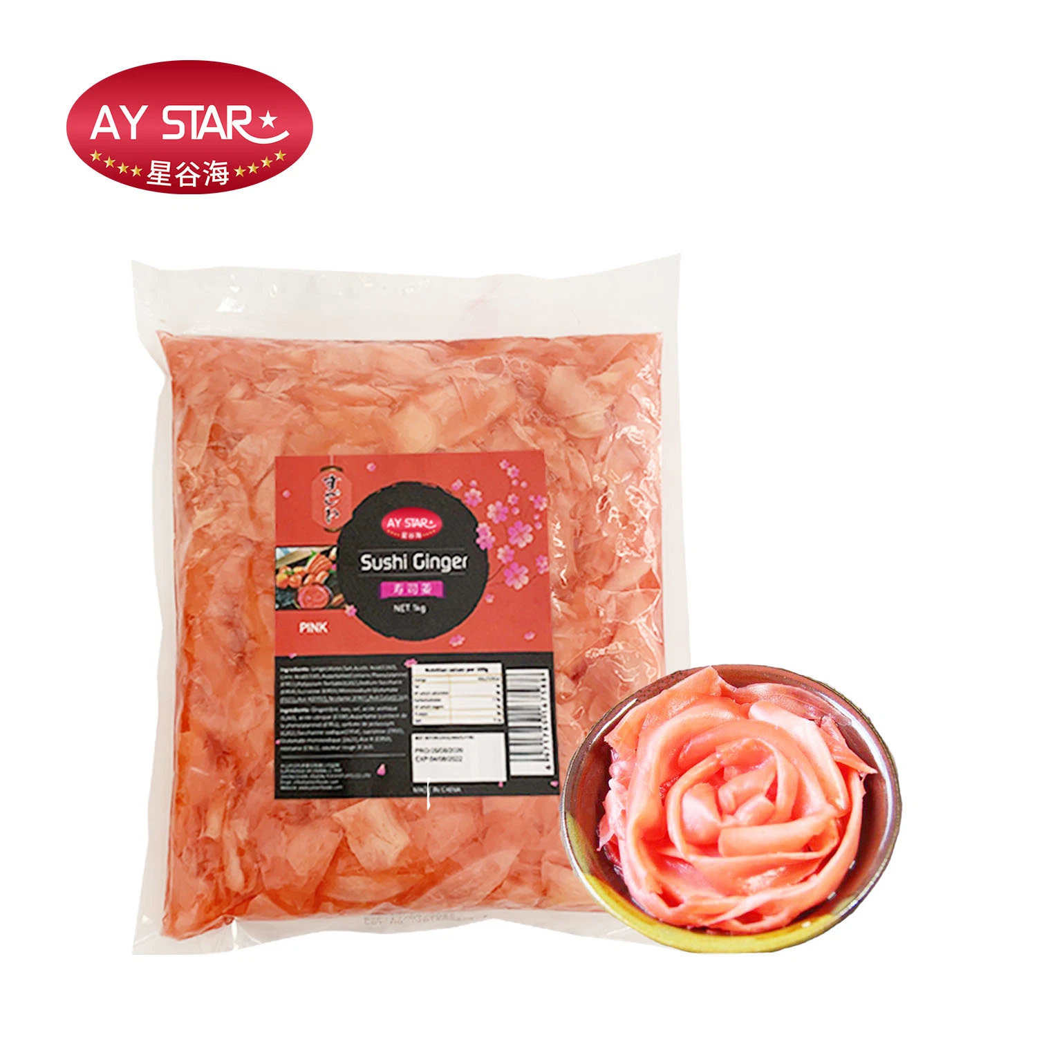 Cor-de-rosa branca 190g 1kgs Pacote receitas legumes Pickled Sushi Gengibre